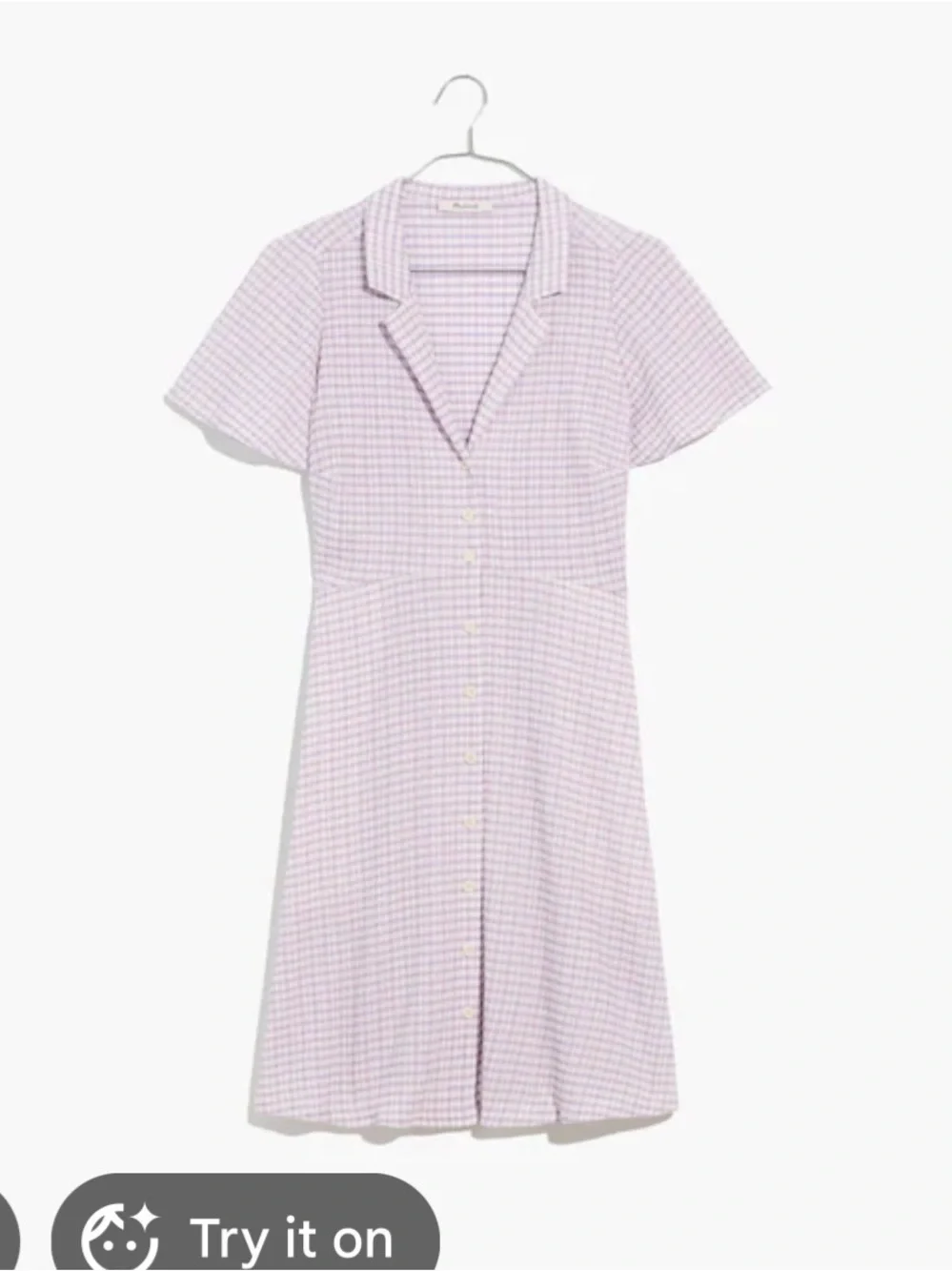 Madewell Lavender-Check Button-Front Mini Dress - Picture 4 of 13